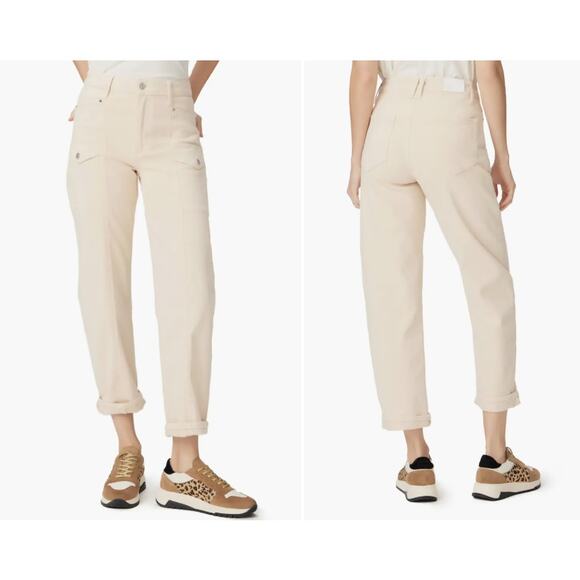 Paige Alexis Cargo Barrel Jeans Womens Size 28 Blonde Sand High Waisted Cream - Picture 1 of 7